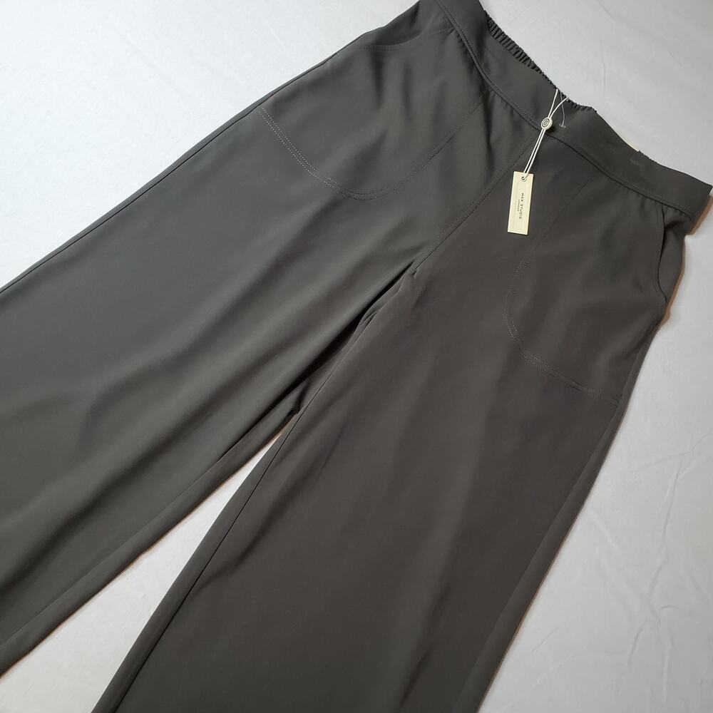 Max Studio Womens' Size L NWT Wide Leg Pull-On High-Rise Pants Army Green